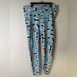 Trina Wear Egypt Cleo Printed Elastic Waist Leggings Plus 2X Halloween Turquoise